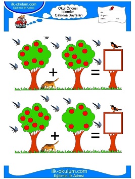 Çocuklar İçin toplam işlemi yaprak testleri 